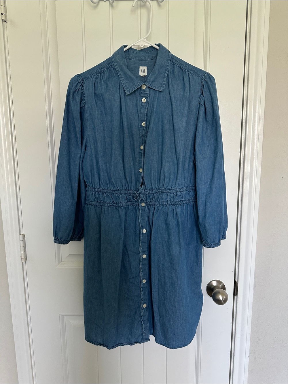 GAP Denim Blue Long-Sleeve Button Dress